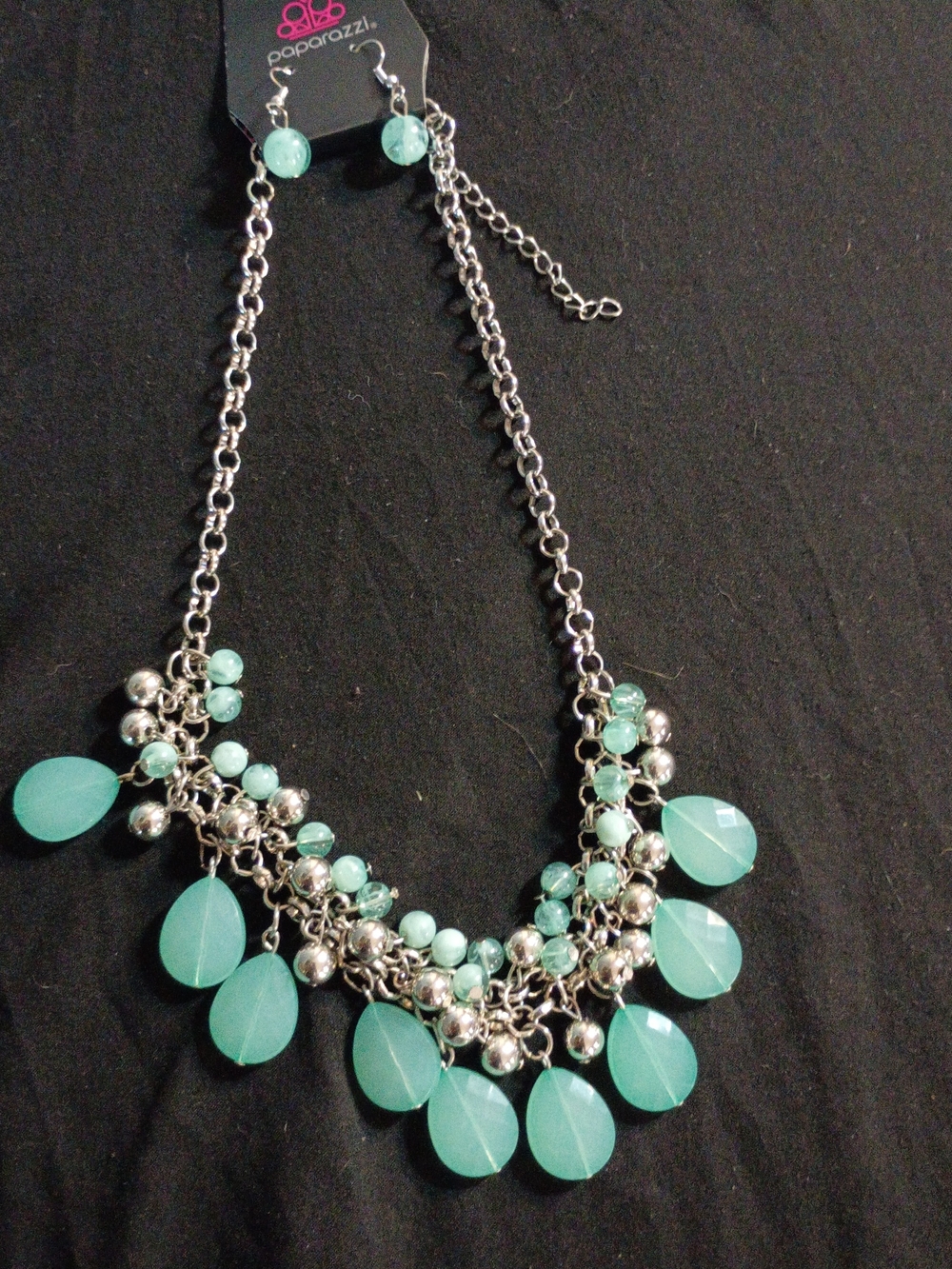 Paparazzi Teal Beaded Drop Statement Necklace
